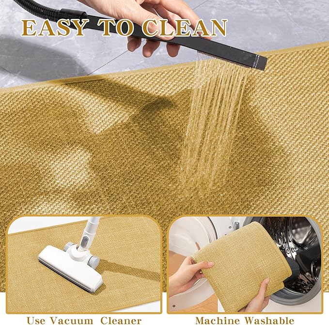 chakme Bathroom Rugs Mat 32x17, Ultra Thin Non Slip Bath Mat Quick Dry Absorbent Bath Mat for Bathroom Floor, (Yellow, 32"x17")