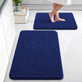 OLANLY Bathroom Rugs Sets 2 Piece, Soft Absorbent Chenille Bath Mats Area Rug Set, Non-Slip, Quick Dry, Machine Washable Bath Mats for Bathroom, Home Decor Accessories (36"x24"+30"x20", Navy)