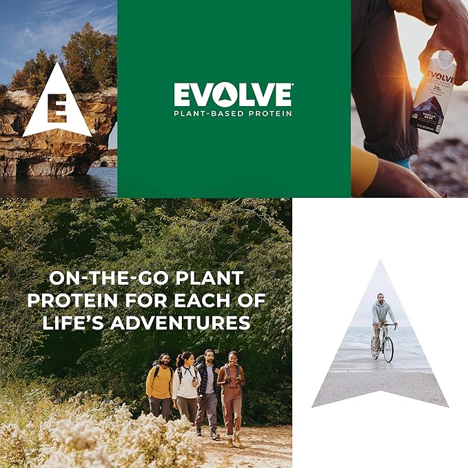 Evolve Plant Based Protein Shake, Chocolate Caramel, 20g Vegan Protein, Dairy Free, No Artificial Sweeteners, Non-GMO, 10g Fiber, 11oz, (12 Pack)