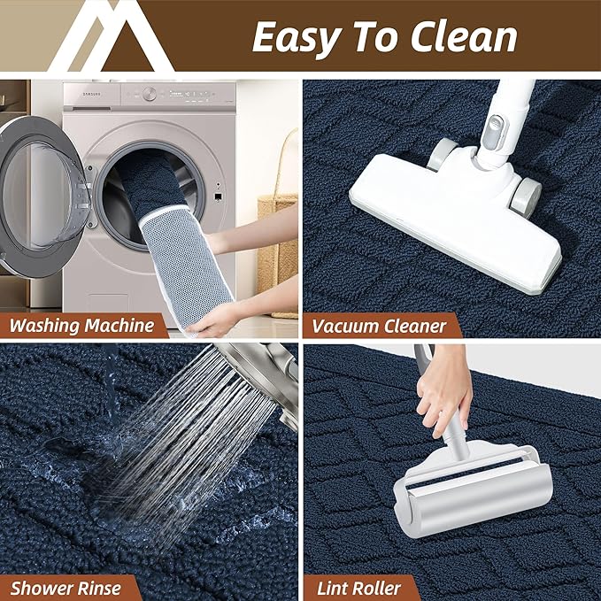 COSY HOMEER-Kitchen-Rugs-and-Mats 20"x32" Non Slip Kitchen Mats for Floor Absorbent Kitchen Rug Washable Kitchen Standing Floor Mat for Sink Mat,Throw Rug,Entry,Laundry,Navy Blue