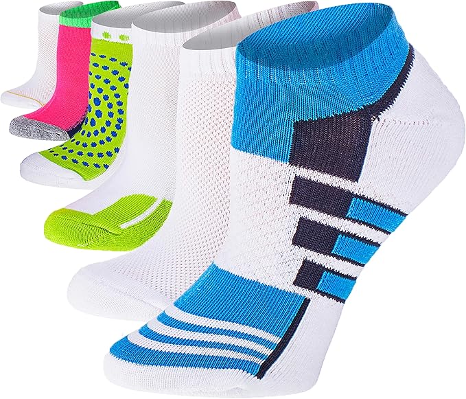 Tipi Toe Women’s 6-Pack Athletic Cushioned Running Ankle Socks – Soft, Breathable Fabric with Arch Support for Comfort