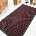 OLANLY Front Door Mat Outside Entrance 47x23, Absorbent, Heavy Duty Sturdy Natural Rubber Doormat Indoor Outdoor, Non-Slip, Stain and Fade Resistant, Low Profile Floor Mat for Entryway, Burgundy