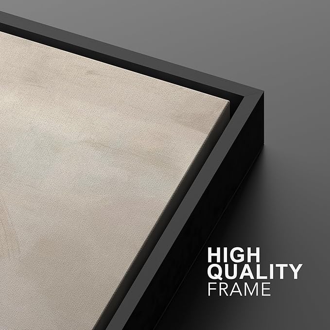 MUDECOR Framed Canvas Print Wall Art Abstract Neutral Tones Minimalist Earthy Color Palette Illustrations Modern Art Decorative Chic for Living Room, Bedroom, Office - 16"x24"x2 Black