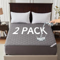 2 Pack Waterproof Mattress Protector, King Size Mattress Pad with Deep Pocket 6"-18" Depth, Soft Noiseless Dirt-Proof Bed Mattress Cover Washable for Home, Bedroom, Hotel (Gray)