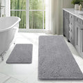 OLANLY Bathroom Rugs Sets 2 Piece, Soft Absorbent Chenille Bath Mats Area Rug Set, Non-Slip, Quick Dry, Machine Washable Bath Mats for Bathroom, Home Decor Accessories (47"x20"+24"x16", Grey)