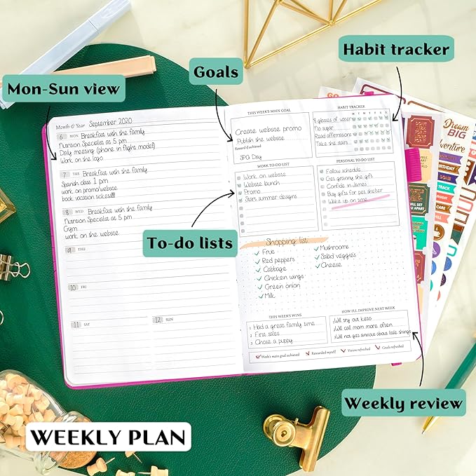 Legend Planner – Weekly & Monthly Life Planner to Hit Your Goals & Live Happier. Organizer Notebook & Productivity Journal. A5 (Hot Pink)