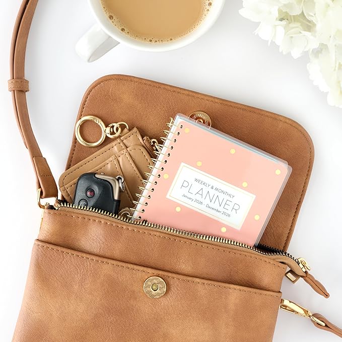 PPP Pocket Calendar 2026 (Pink Dot) | Weekly Checklists | Monthly Calendar Layout | Personal Goals | Notes Pages | Poly Laminated Cover | Twin Ring Coil Binding | Pocket-Sized 4x6.5" | Planner