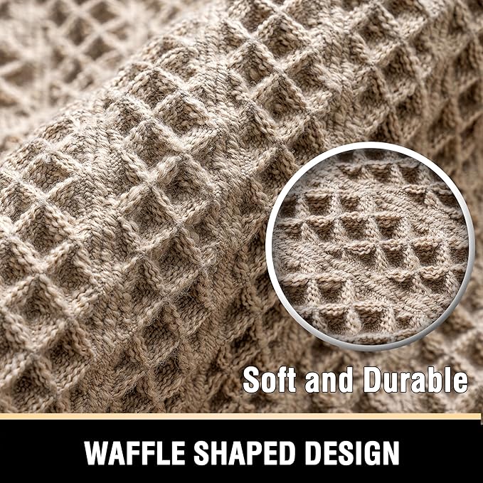H.VERSAILTEX Waffle Bath Mat Super Absorbent Boho Bath Mat Non Slip Bath Rugs for Bathroom Floor Machine Washable Dry Fast Bathroom Rugs with Handmade Tassels, 24" x 36", Irish Cream