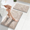 Yimobra Bathroom Rug Set 2 Piece, Luxury Shaggy Bath Mat Set with Non Slip Backing, Ultra Soft & Absorbent Mats for Bathroom Floor, Machine Washable, 31.5"x20"+24"x17", Khaki