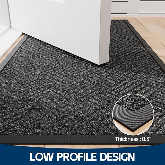 Front Door Mat Outside Entrance, 6' x 4' Heavy Duty Indoor Outdoor Door Mats for Entryway, Trap Dirt Outdoor Doormat Low Profile, Non Slip Welcome Mats for Front Door, Artificial Grass