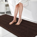 OLANLY Thick Bathroom Rugs 70x24, Extra Soft Absorbent Chenille Striped Bath Rugs, Rubber Backing, Machine Wash Dry, Bath Mats for Bathroom Floor, Tub and Shower, Home Decor Accessories, Brown