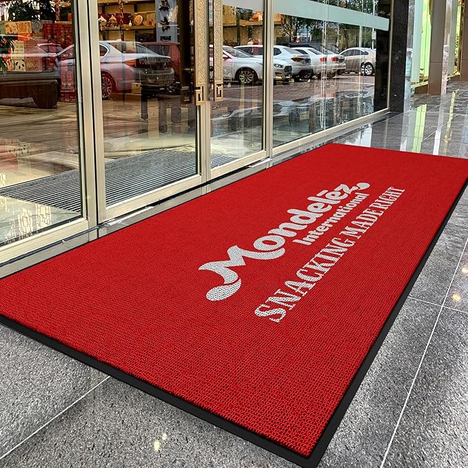 ALLEVI Custom Door Mat Commercial Grade Area Rugs Entryway Carpets Personalized Logo Text 7'X 5' 6MM Thick Welcome Indoor Outdoor Floor Mat for Office Home Kitchen Garden