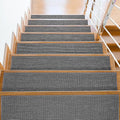 Non Slip Stair Treads for Wooden Stairs, 8" x 30" Staircase Step Treads, 100% Linen, Reusable Adhesive, Indoor, for Kids, Seniors & Dogs (Black, 15pcs)