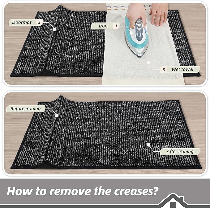 BEQHAUSE Dirt Trapper Door Mat 20" x 32", Non-Slip Washable Doormats Entrance Mat, Dirt Resistant and Absorbent Welcome Mat, Low Profile Floor Mats for Front Back Door and Entryway, Black