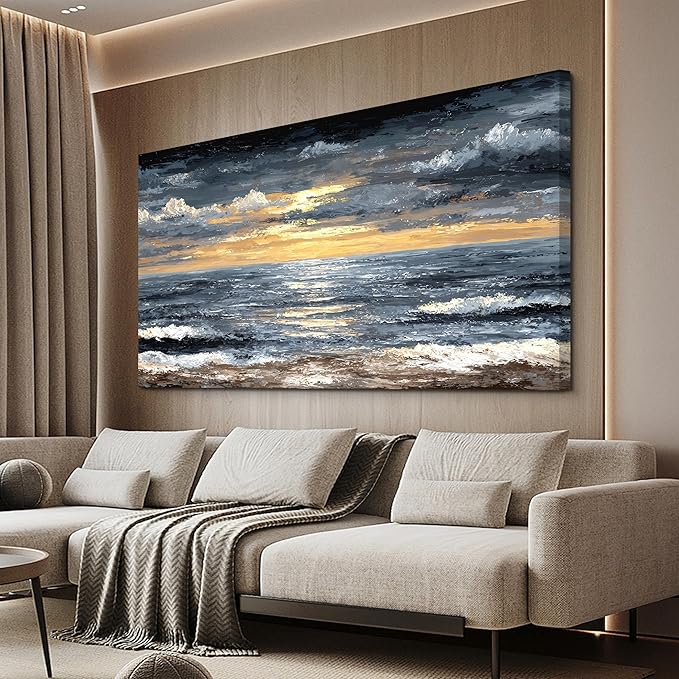 Canvas Wall Art Decor Wall Art Pictures for Living Room Abstract Coastal Wall Art Prints Modern Landscape Wall Art Decorations Abstract Canvas Art Wall Decor Bedroom Office Decor 20" X 40"