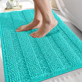 OLANLY Thick Bathroom Rugs 30x20, Extra Soft Absorbent Chenille Striped Bath Rugs, Rubber Backing, Machine Wash Dry, Bath Mats for Bathroom Floor, Tub and Shower, Home Decor Accessories, Teal