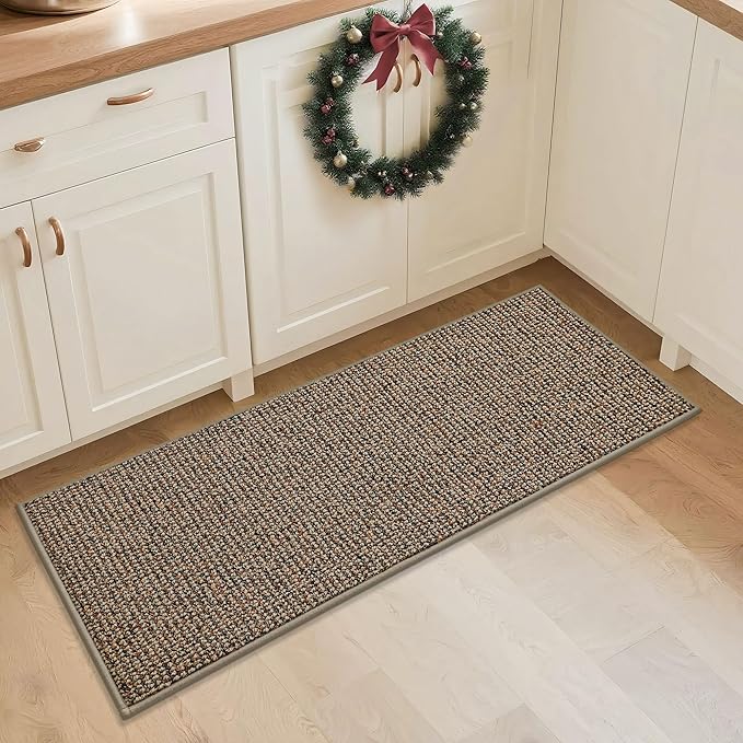 BEQHAUSE Kitchen Runner Rugs 20"x48", Non-Slip Kitchen Mats for Floor, Super Absorbent and Stain Resistant Kitchen Rug, Machine Washable Rugs for Kitchen, Hallway, Laundry & Sink, Taupe