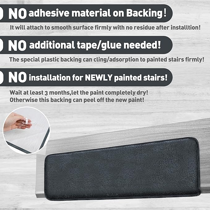 PURE ERA Carpet Stair Treads Ultra Plush 9.5" X 30"Soft Bullnose Indoor Stair Protectors Pet-Friendly Non-Slip Skid Resistant Tape Free Washable Reusable(2 Pieces,Dark Gray)