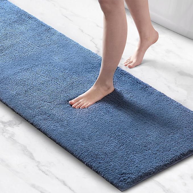 Madison Park Signature Marshmallow Bathroom Rug Non Slip, Luxrurious Plush Bath Mat, Absorbent, Quick Dry, Spa Design Bath Room Décor, 24x72, Navy