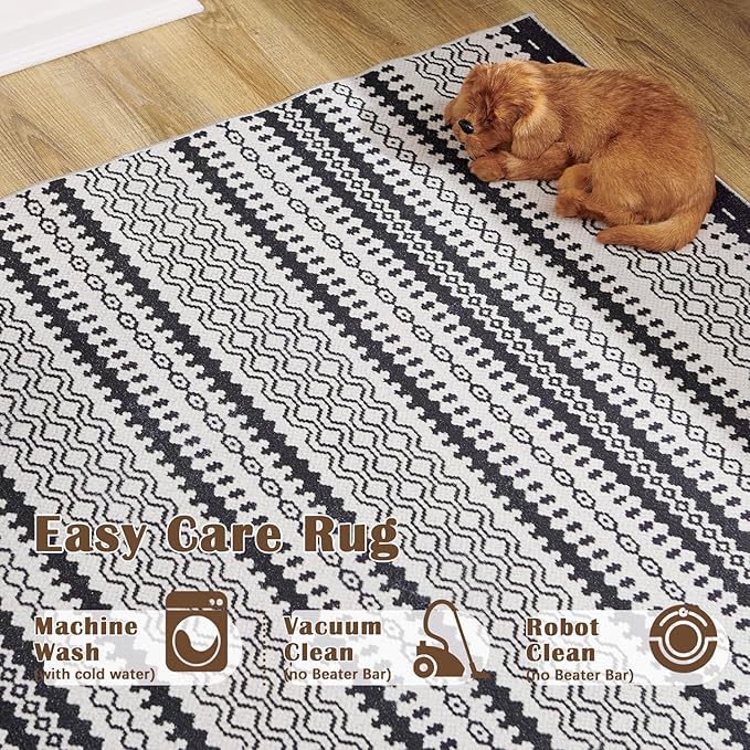 jinchan Moroccan Runner Rug 2x6 for Hallway - Geometric Honeycomb Modern Geometric Machine Washable Soft Ultra-Thin Non-Slip Carpet for Kitchen Bedroom Laundry Room (2x6ft, Black)