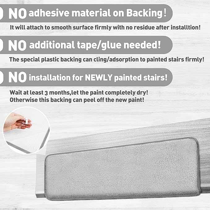 PURE ERA Carpet Stair Treads Ultra Plush 9.5" X 30"Soft Bullnose Indoor Stair Protectors Pet-Friendly Non-Slip Skid Resistant Tape Free Washable Reusable (14 Pieces, Gray)