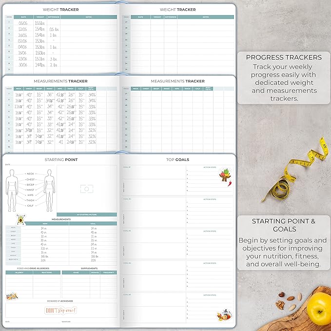 Clever Fox Meal Planner PRO – Weekly Meal Prep Journal with Grocery List & Weigh Loss Tracker – Diet, Fitness & Welness Log Book – Nutrition Diary Notebook – Lasts 12 Months, 7x10” (Light Blue)