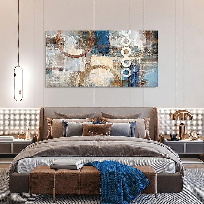 yiijeah Contemporary Wall Art - Geometric Wall Decor Canvas Printed Picture Artwork - 40x20 Inches - Abstract Artfor Living Room Office Bedroom Decoration