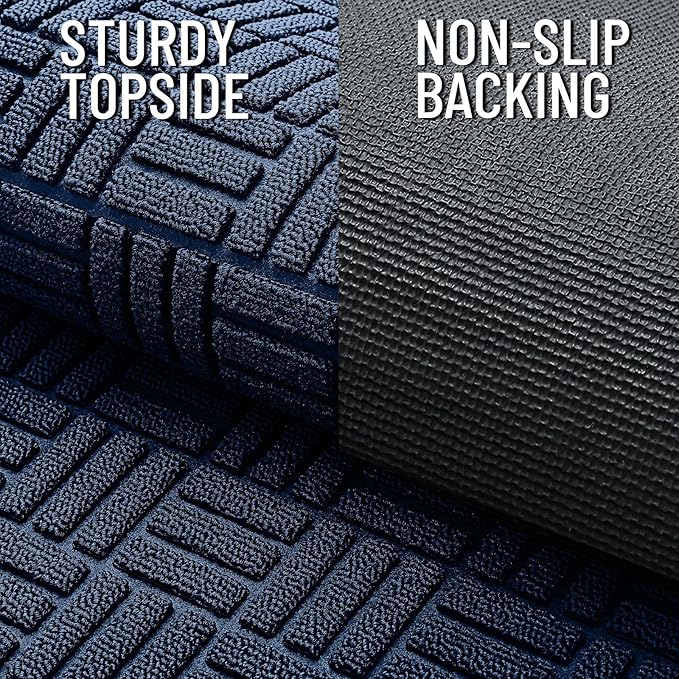 OLANLY Front Door Mat Outside Entrance 71x47, Absorbent, Heavy Duty Sturdy Natural Rubber Doormat Indoor Outdoor, Non-Slip, Stain and Fade Resistant, Low Profile Floor Mat for Entryway, Navy Blue