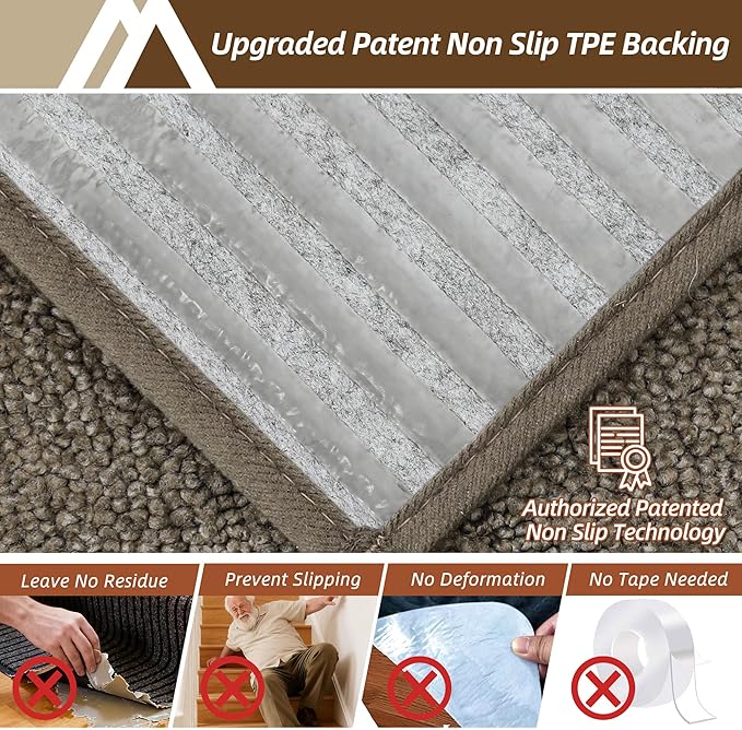 COSY HOMEER Stair Treads for Wooden Steps 9"x28" Washable Indoor Carpet Stair Treads Non Slip Soft Polyester Stair Carpet Tread Reusable Stair Runner Rugs for Kids, Elders,Pets,Light Brown,7pcs