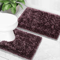 Yimobra Bathroom Rugs Sets 2 Piece, Soft Absorbent Bath Mat and U-Shaped Toilet Rug with Non Slip Backing, Luxury Shaggy Bath Mats for Bathroom, Machine Washable, 31.5"x20"+24"x20", Dark Purple