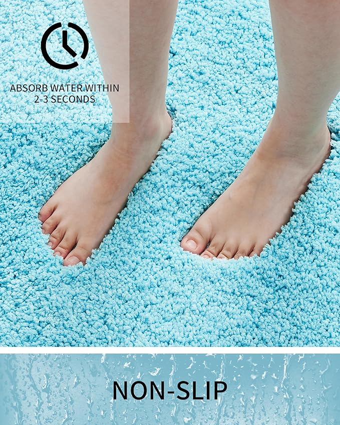 Toilet Rugs U-Shaped Mat 24x22, Contour Bathroom Mat - Ultra Soft & Absorbent Microfiber, Quick-Dry, Machine Washable with High Density Foam Latex Non Slip Backing, Teal