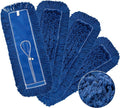 iDeaology 4 Pack - 24-Inch Washable Dust Mop Heads – Full Cloth, Extra Durable, Easy Button - No Clinging to Hair or Fur, Easy to Use Replacement for Commercial and Home Cleaning