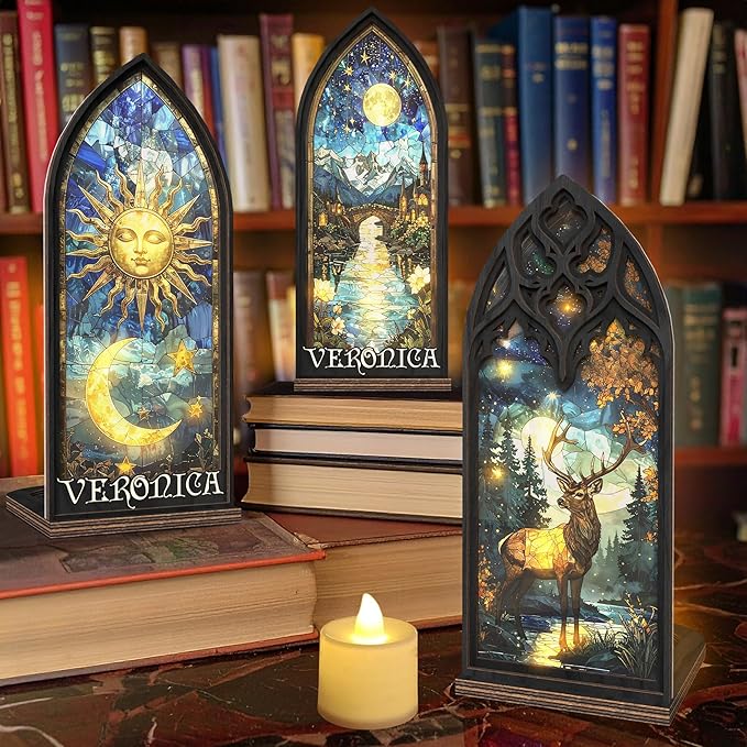 Personalized Fantasy Book Nook, Custom Cozy Glow Library Sign with Name, Bookish Gift for Book Lovers, Readers, Writers, Bookshelf Accessories, Reading Corner Decor, Glowing Library Insert