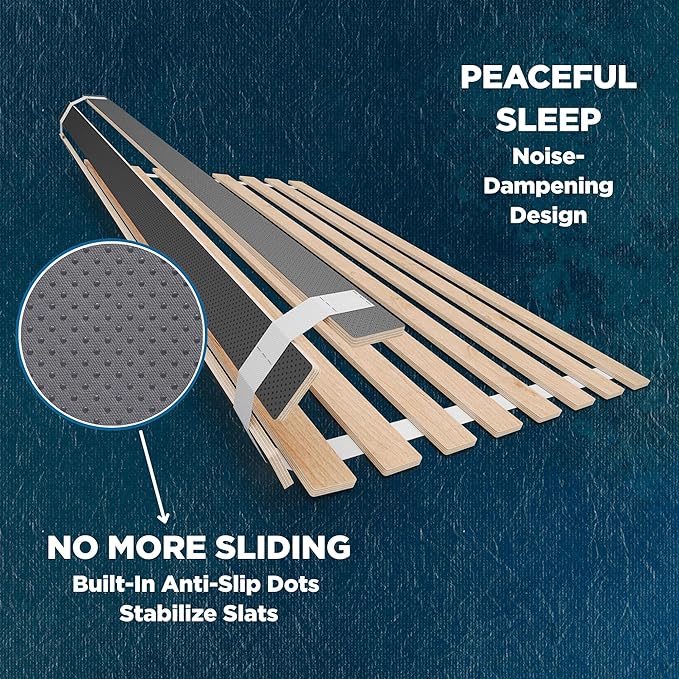 Meliusly SlatSure Full Size Bunkie Board – Heavy Duty Vertical Bed Slats & Foldable Wooden Support Board for Sagging Mattress or Platform Bed Frame, Box Spring Alternative and Replacement