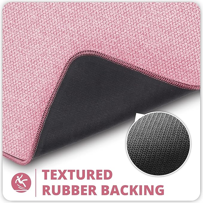 Bath Mat,Ultra Thin Bathroom Runner Rugs,Large Bath Mats for Bathroom,Quick Dry,Non-Slip,Machine Washable,Low Pile,Bath Rug,Shower Outside,Sink,Home Decor Accessories.Pink,2'x5'（24x60inch）
