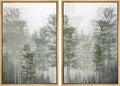 MUDECOR Framed Canvas Print Wall Art Pastel Watercolor Misty Fog Forest Tree Wilderness Nature Illustrations Modern Art Decorative Calm/Relax Multicolor Rustic Minimal for Bedroom - 16"x24"x2 Natural