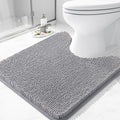 Arotive Bathroom Toilet Rugs U Shaped 24x24, Extra Soft Absorbent Shaggy Chenille Contour Bath Rugs for Toilet, Machine Washable Non-Slip Contoured Bath Mats, Grey
