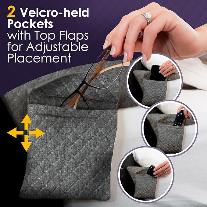 Bed Wedge Pillow for Headboard Gap Up to 7", Triangle Gap Filler for Bed, Mattress Wedge Gap Filler, Headboard Space Filler, Corner Pillow, Grey Queen 60"