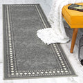 Antep Rugs Alfombras Modern Bordered 2x7 Non-Skid (Non-Slip) Low Profile Pile Rubber Backing Indoor Area Runner Rugs (Gray, 2' x 7')