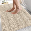 OLANLY Thick Bathroom Rugs 30x20, Extra Soft Absorbent Chenille Striped Bath Rugs, Rubber Backing, Machine Wash Dry, Bath Mats for Bathroom Floor, Tub and Shower, Home Decor Accessories, Sand