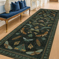 8 ft Long Hallway Runner Rug - Boho Green Rug for Kitchen Floor, Entrance Indoor, Washable Wide Runner Non Slip, Dark Green 2'6''x8'