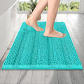 OLANLY Thick Bathroom Rugs 24x16, Extra Soft Absorbent Chenille Striped Bath Rugs, Rubber Backing, Machine Wash Dry, Bath Mats for Bathroom Floor, Tub and Shower, Home Decor Accessories, Teal