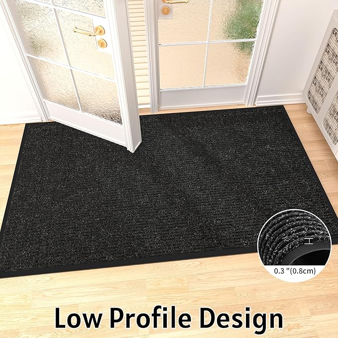 Front Door Mat Indoor Outdoor Entrance, 30" x 48" All-Season Heavy Duty Waterproof Doormat, Non-Slip Absorbent Entryway Mat, Easy to Clean, Low Profile Commercial Floor Mat for Indoor Outdoor
