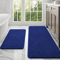 OLANLY Bathroom Rugs Sets 2 Piece, Soft Absorbent Chenille Bath Mats Area Rug Set, Non-Slip, Quick Dry, Machine Washable Bath Mats for Bathroom, Home Decor Accessories (47"x20"+30"x20", Navy)