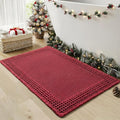 RESARE Christmas Waffle Bath Mat for Bathroom, Super Absorbent Bathroom Rugs Non Slip Machine Washable, Ultra Soft Quick Dry Boho Bath Rugs with Tassels for Floor, 17"x24" Red