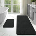 OLANLY Bathroom Rugs Sets 2 Piece, Soft Absorbent Chenille Bath Mats Area Rug Set, Non-Slip, Quick Dry, Machine Washable Bath Mats for Bathroom, Home Decor Accessories (47"x20"+24"x16", Black)