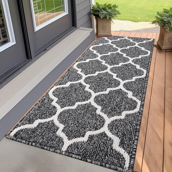 OLANLY Indoor Door Mat, 47x20, Non-Slip Absorbent Resist Dirt Entrance Mat, Washable Low-Profile Inside Floor Doormats for Entryway, Black