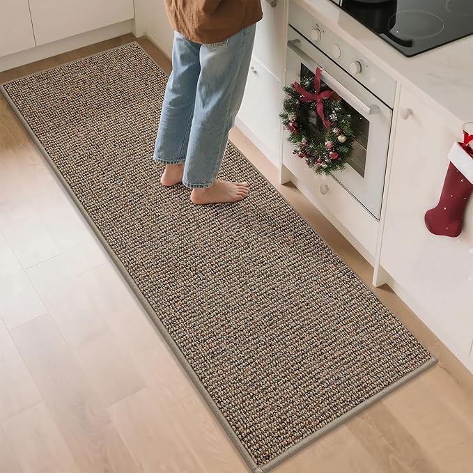 BEQHAUSE Kitchen Runner Rugs 24"x72", Non-Slip Kitchen Mats for Floor, Super Absorbent and Stain Resistant Kitchen Rug, Machine Washable Rugs for Kitchen, Hallway, Laundry & Sink, Taupe