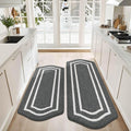 COSY HOMEER Long Kitchen Floor Mats for in Front of Sink Super Absorbent Kitchen Rugs and Mats 24"x48"+24"x59"Non-Skid Kitchen Mat Standing Mat Washable,Polypropylene,Dark Grey,Frame