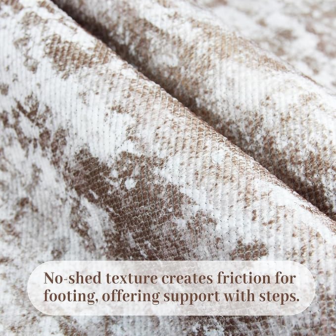 Abstract Washable Runner Rug 2x6, Brown Non-Slip Hallway Rug, Woven Non-Shedding Thin Runners for Entryway, Kitchen, Laundry Room